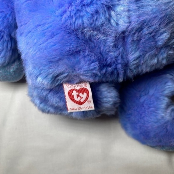 BEANIE‎ Buddie blue plush bear w/silver Ribbon- NO TAGS - Picture 5 of 7